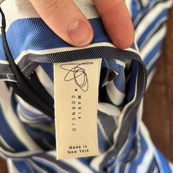 Worn once Zero + Maria Cornejo made in New York USA striped blue jumpsuit size 2 - Picture 4 of 9